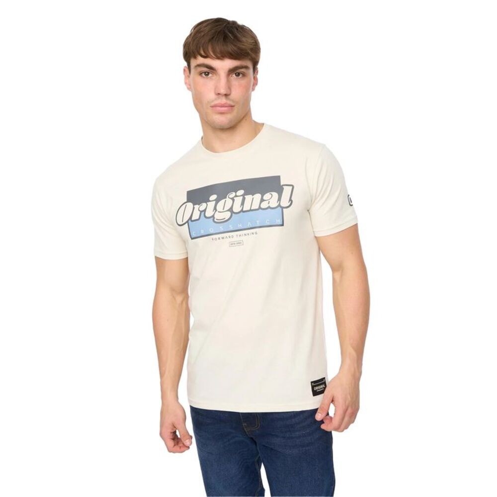 Crosshatch Mens Chevin T-Shirt / Off White